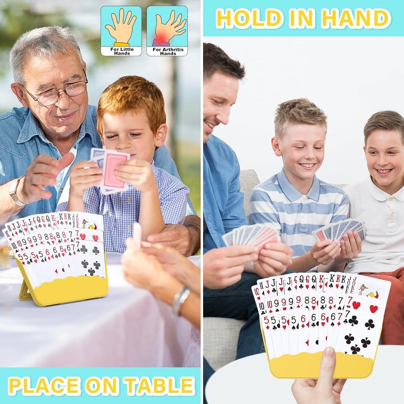 Tenyond Card Holders for Playing Cards - 4 Pack Playing Card Holder w/Foldable Stand for Stocking Stuffer, Travel Game, for Senior, Little or Arthritis Hands, UNO, Poker, Holidays Game Nights, Yellow - Image 2